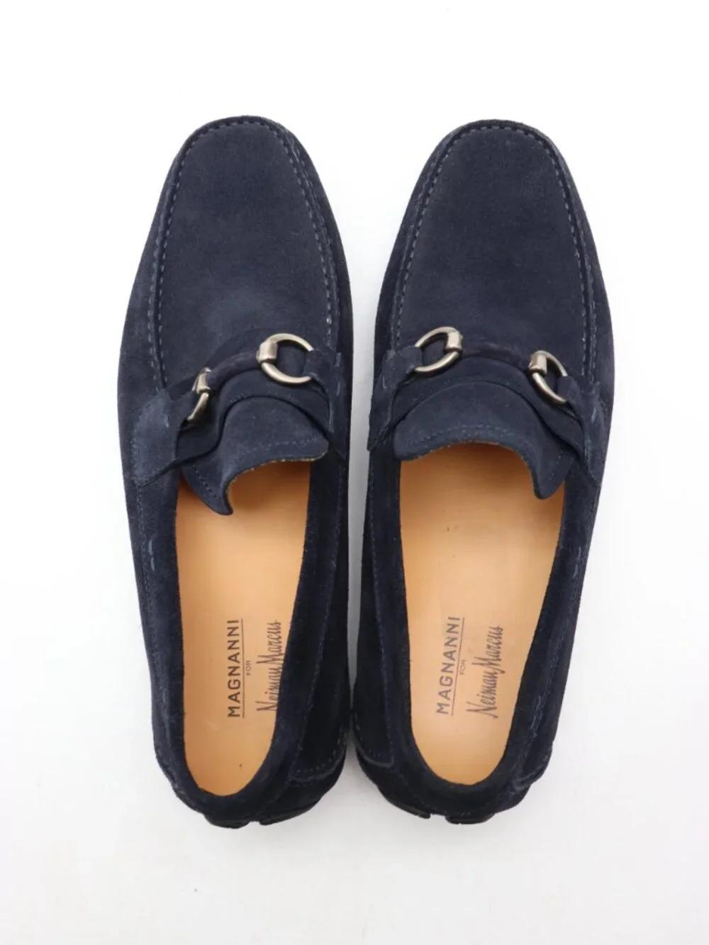Magnanni Neiman Marcus Navy Blue Suede Men's Size 11 M Horse Bit Loafers Slip On